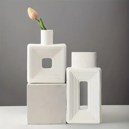 Nordic Charm Rustic Square Vase set of 2