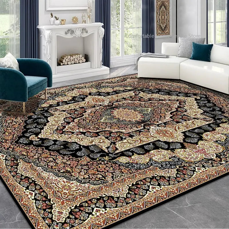 Persian-Style Retro Living Room Rug – Soft, Washable, Non-Slip Bedroom & Bedside Carpet in different sizes