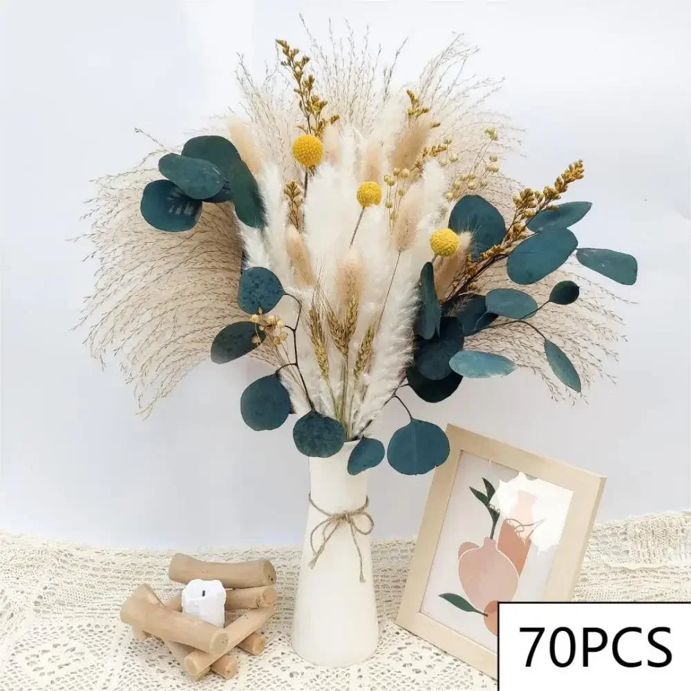 Natural Dried Pampas Grass Bouquet – Modern Vase Filler for Home & Balcony Decor
