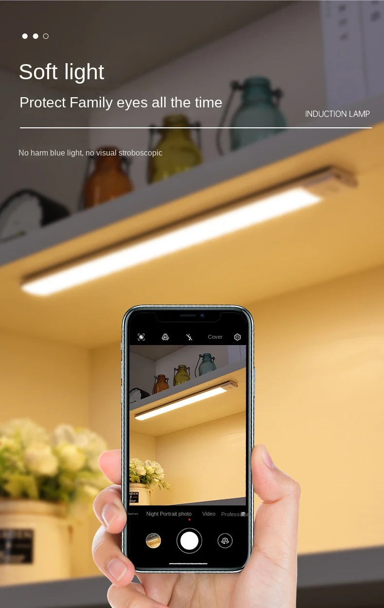USB Rechargeable Motion Sensor LED Light – Wireless Night Lamp for Cabinet, Wardrobe & Kitchen