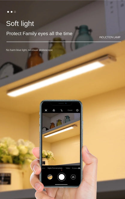 USB Rechargeable Motion Sensor LED Light – Wireless Night Lamp for Cabinet, Wardrobe & Kitchen