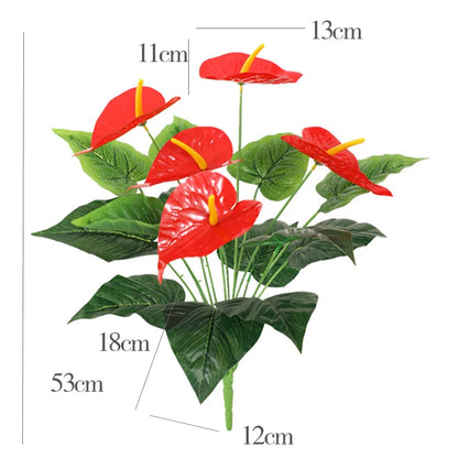 53cm Artificial Monstera Leaf Plant – Tropical Faux Palm & Anthurium Greenery for Home & Garden Decor