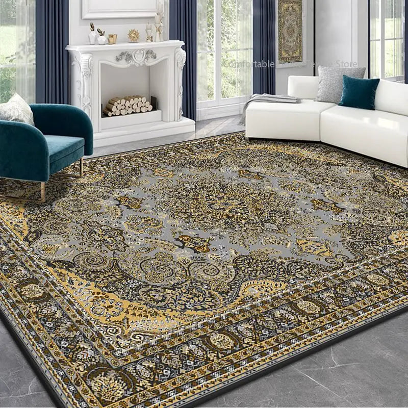 Persian-Style Retro Living Room Rug – Soft, Washable, Non-Slip Bedroom & Bedside Carpet in different sizes