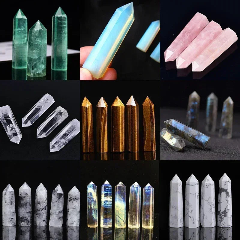 Natural Stone Crystal Point Wand for Witchcraft – Rose Quartz & Amethyst Healing Crystals, Reiki Stones, Mineral Home Décor and Craft Room Decoration