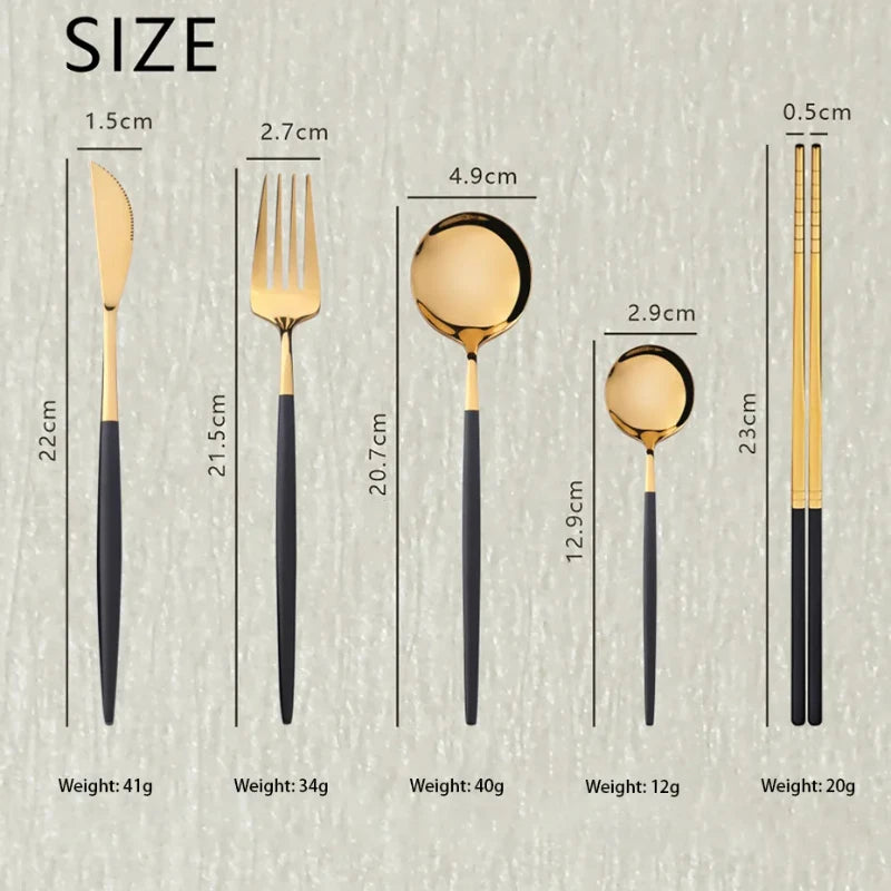 Dinner Set Stainless Steel Chopsticks Spoon & Fork Set