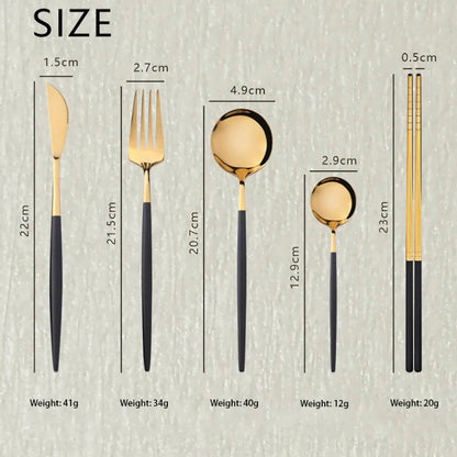 Dinner Set Stainless Steel Chopsticks Spoon & Fork Set