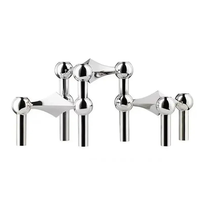 Nordic Silver Molecular Candle Holder – Modern Metal Candlestick Centerpiece for Home Décor & Gifts