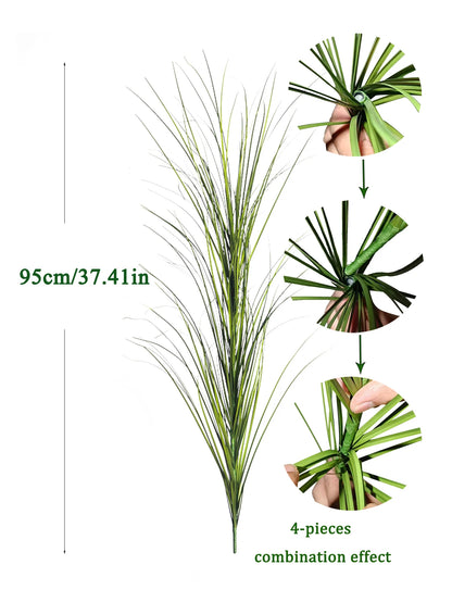 Artificial Reed Grass Plant – Large Tropical Faux Green Leaves for Home & Garden Decor