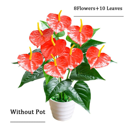 53cm Artificial Monstera Leaf Plant – Tropical Faux Palm & Anthurium Greenery for Home & Garden Decor