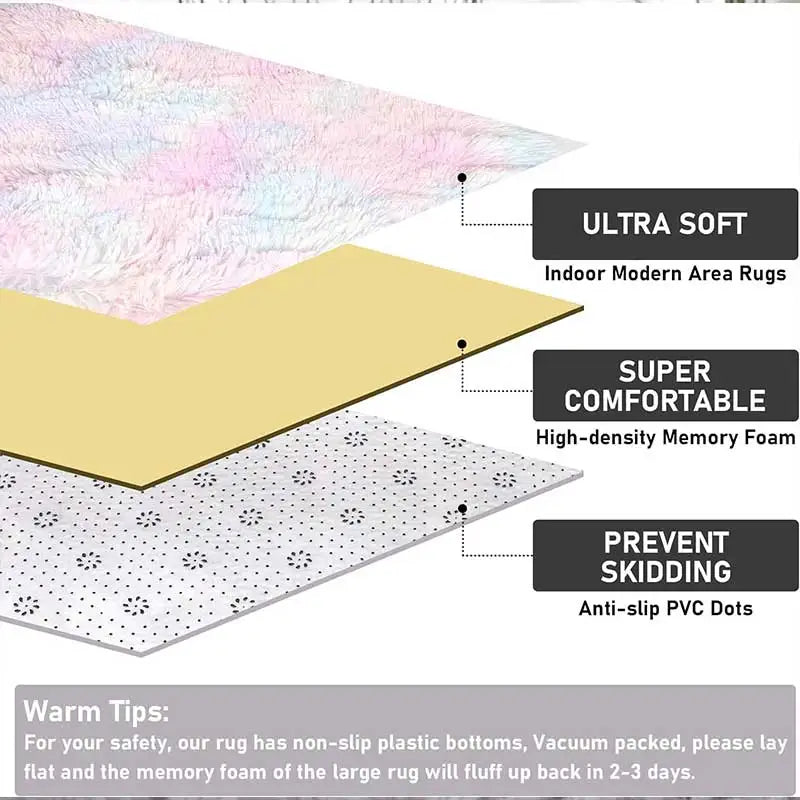 Kids’ Rainbow Carpet for Girls – Large, Soft, and Colorful Rug for Living Room or Bedroom. Perfect as a bedside or children’s room floor mat, featuring a cute and cozy design