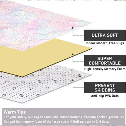 Kids’ Rainbow Carpet for Girls – Large, Soft, and Colorful Rug for Living Room or Bedroom. Perfect as a bedside or children’s room floor mat, featuring a cute and cozy design