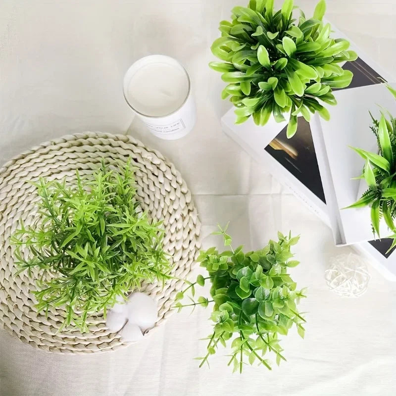 Artificial Plant Bonsai – Plastic Fake Green Potted Plants for Home Decoration