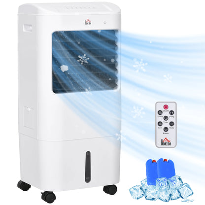 Portable Air Cooler with Built-in Humidifier, Remote Control, Oscillating Function, White Finish