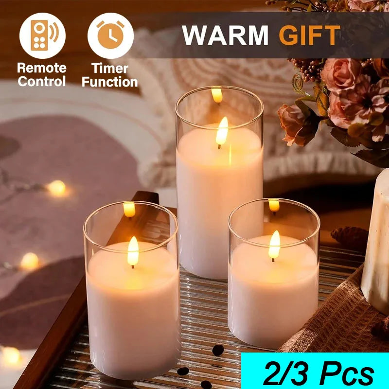 LED Flameless Electronic Candle with Remote & Timer – Flickering Acrylic Glass Light