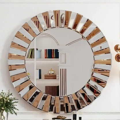 60/80cm Round Starburst Wall Mirror – Tawny Decorative Accent for Bathroom, Bedroom, Living Room & Dining Room