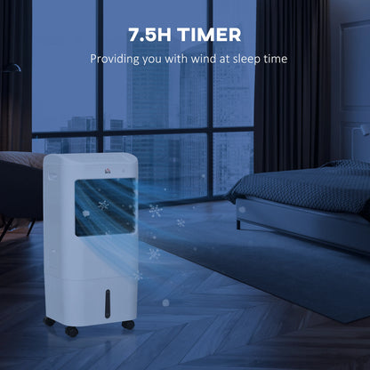 Portable Air Cooler with Built-in Humidifier, Remote Control, Oscillating Function, White Finish
