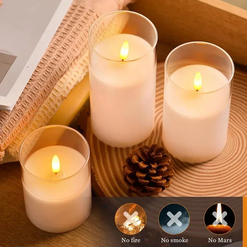 LED Flameless Electronic Candle with Remote & Timer – Flickering Acrylic Glass Light