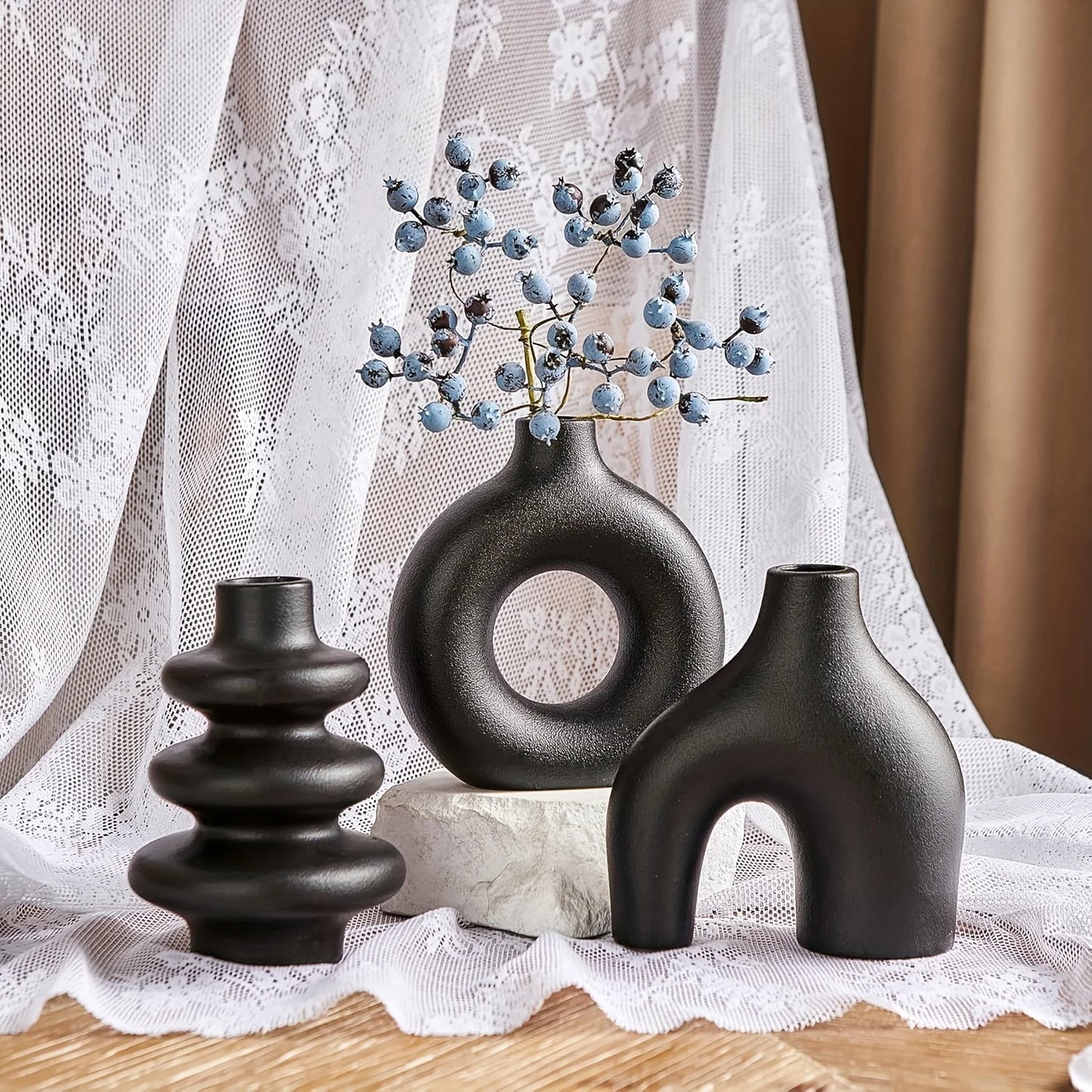Bohemian Ceramic Vase Set – Elegant Decorative Home Décor for Living Room, Bedroom, Wedding & Table Display
