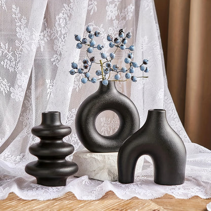 Bohemian Ceramic Vase Set – Elegant Decorative Home Décor for Living Room, Bedroom, Wedding & Table Display