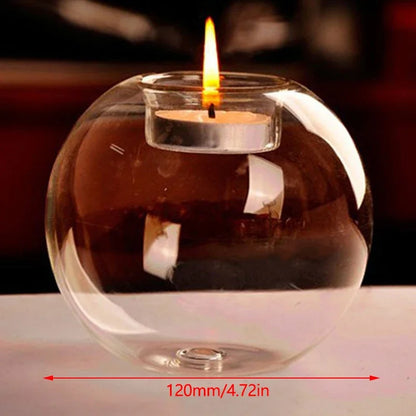 Elegant Round Glass Candle Holders – European Style Centerpiece for Christmas, Halloween & Wedding Party Decor