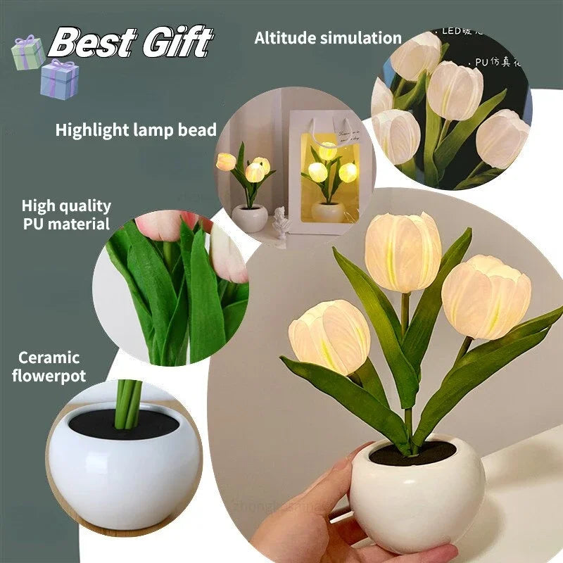 LED Tulip Night Lamp – Romantic Flower Desk Light for Bedroom & Table Decor