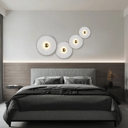 Nordic White Lotus Leaf Wall Lamp – Luxury Round Sconce for Living Room, Bedroom, Bedside & Hallway Decor