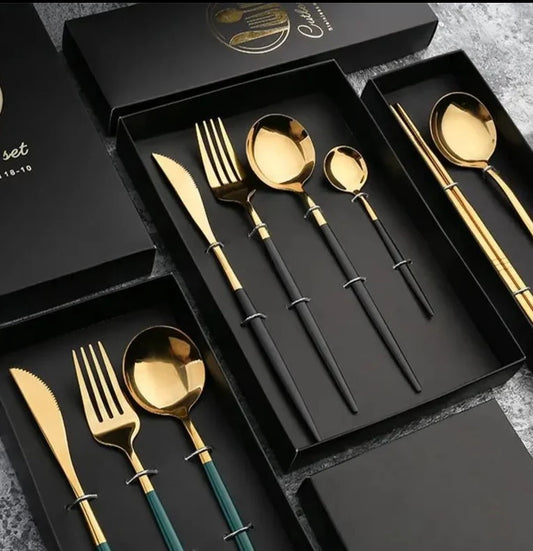 Dinner Set Stainless Steel Chopsticks Spoon & Fork Set