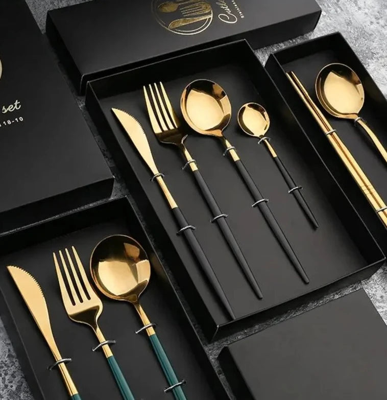 Dinner Set Stainless Steel Chopsticks Spoon & Fork Set