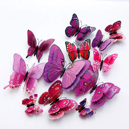 12-Piece 3D Double-Layer Butterfly Wall Decor Stickers with Magnets – DIY Art for Living Room, Wedding & Kids Room