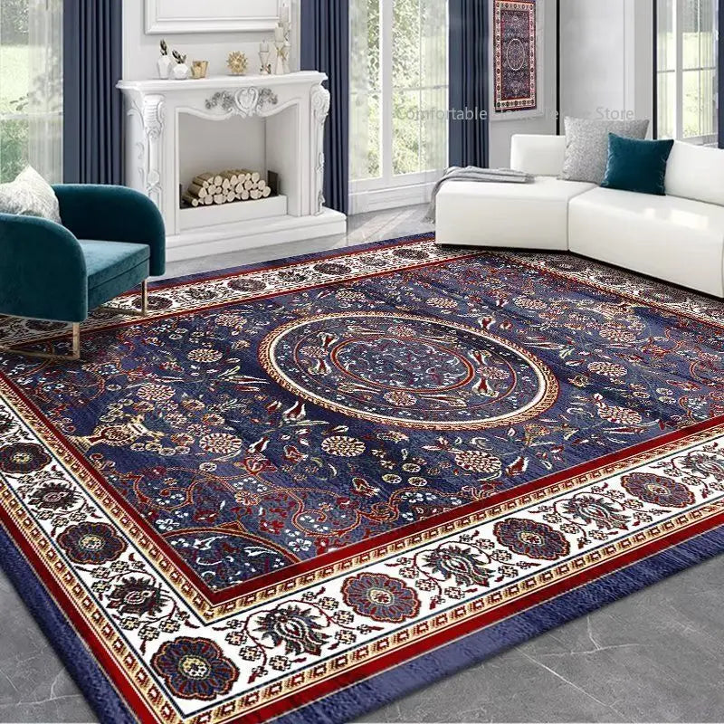 Persian-Style Retro Living Room Rug – Soft, Washable, Non-Slip Bedroom & Bedside Carpet in different sizes