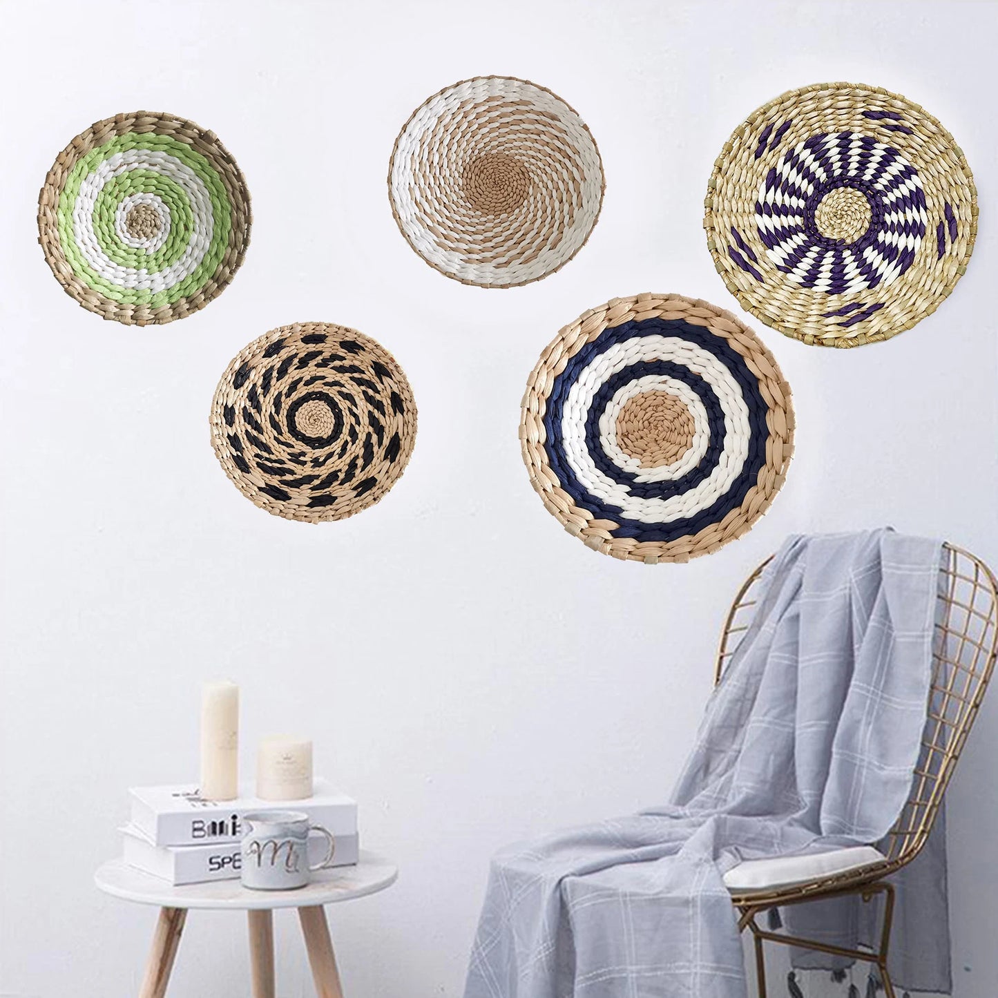 Decor Woven Wall Round Basket Art Decoration