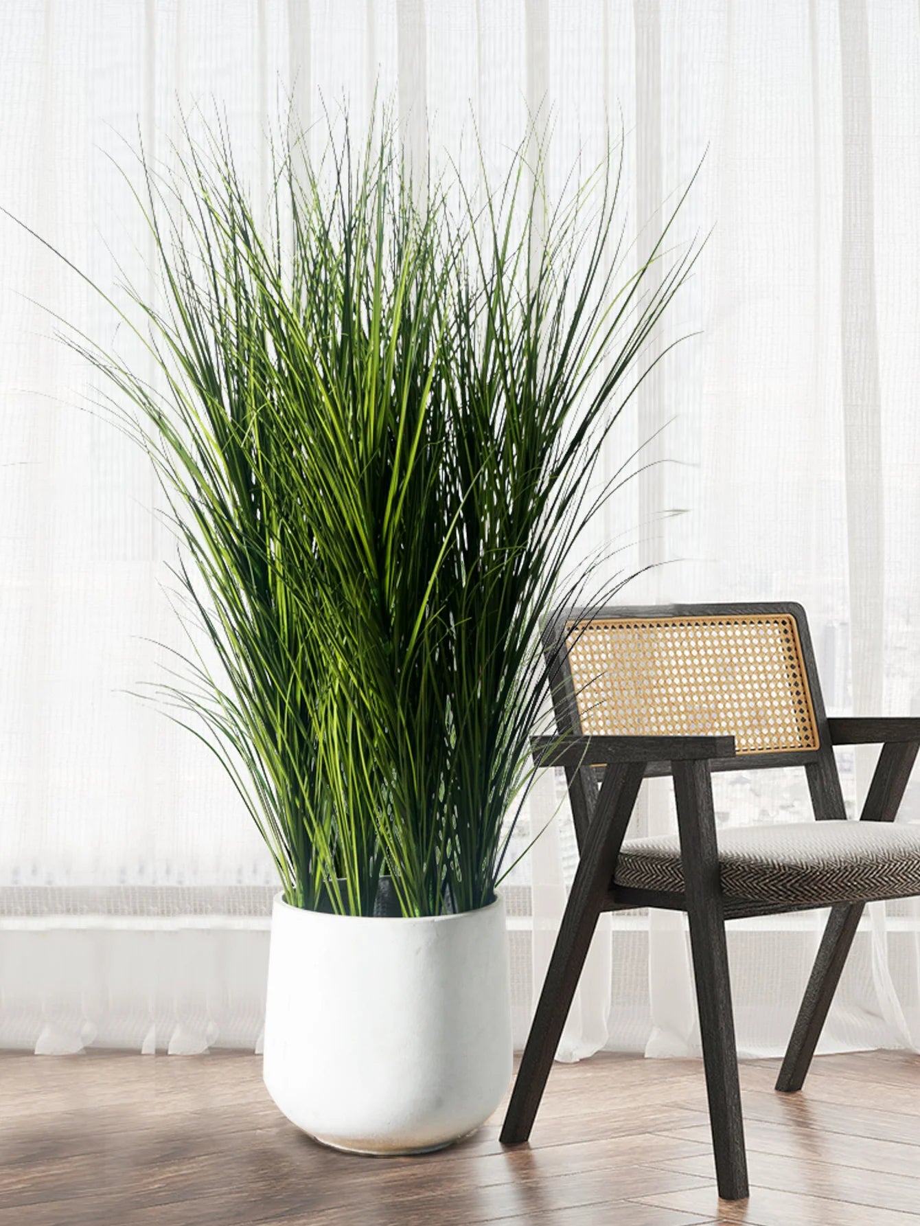 Artificial Reed Grass Plant – Large Tropical Faux Green Leaves for Home & Garden Decor