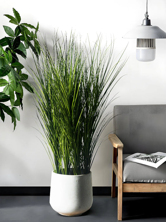 Artificial Reed Grass Plant – Large Tropical Faux Green Leaves for Home & Garden Decor