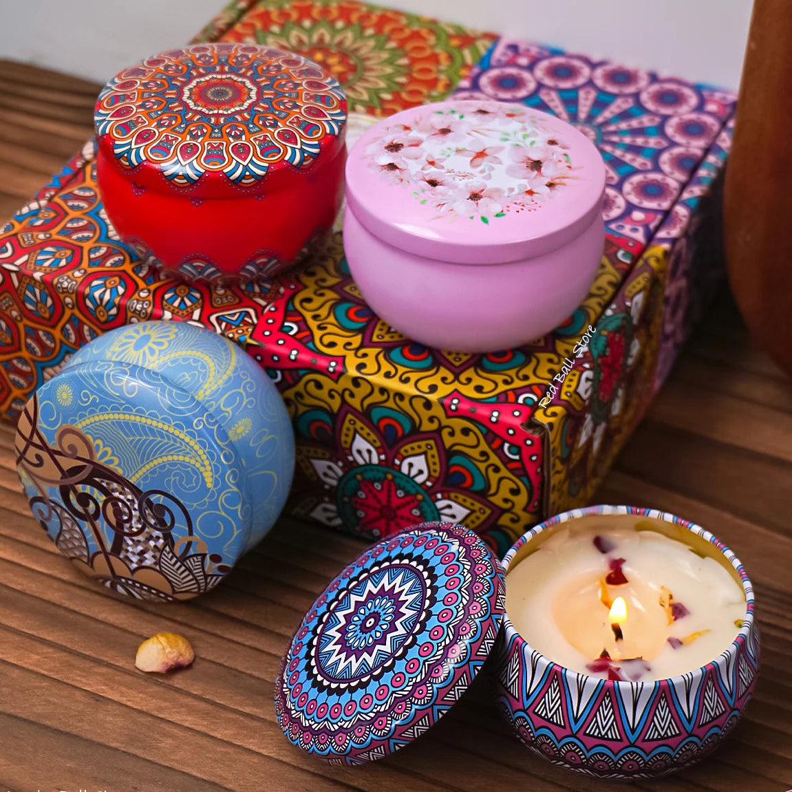4 Pack Scented Candle Set – Arabian Pattern Smokeless Fragrance Candles