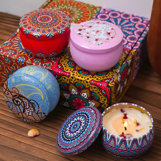 4 Pack Scented Candle Set – Arabian Pattern Smokeless Fragrance Candles