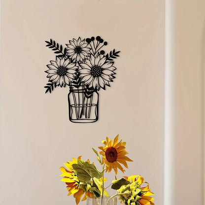 Sunflower Black Metal Hanging Art Decoration