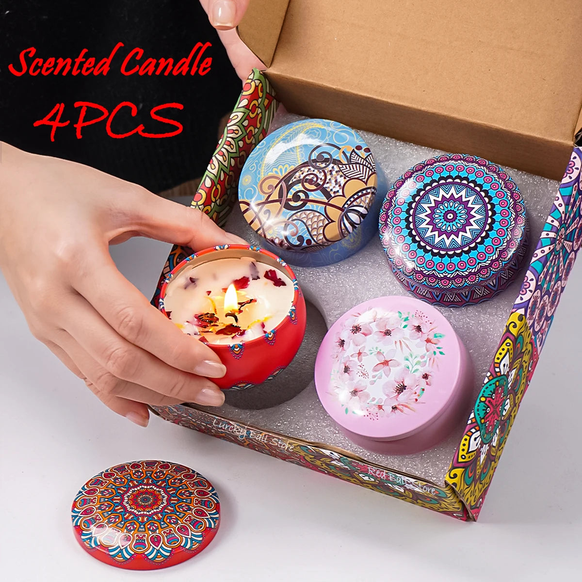 4 Pack Scented Candle Set – Arabian Pattern Smokeless Fragrance Candles