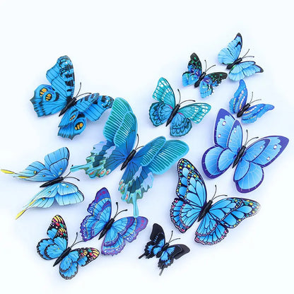 12-Piece 3D Double-Layer Butterfly Wall Decor Stickers with Magnets – DIY Art for Living Room, Wedding & Kids Room