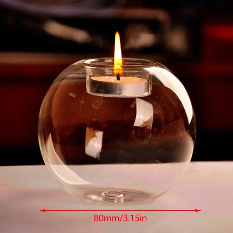 Elegant Round Glass Candle Holders – European Style Centerpiece for Christmas, Halloween & Wedding Party Decor
