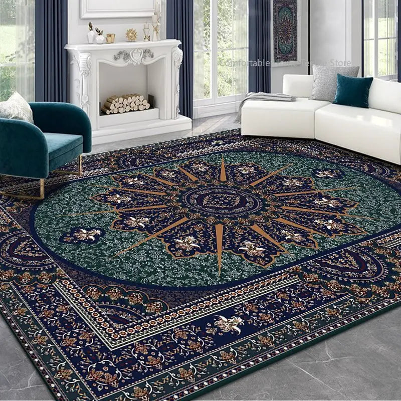 Persian-Style Retro Living Room Rug – Soft, Washable, Non-Slip Bedroom & Bedside Carpet in different sizes