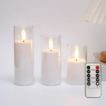 LED Flameless Electronic Candle with Remote & Timer – Flickering Acrylic Glass Light