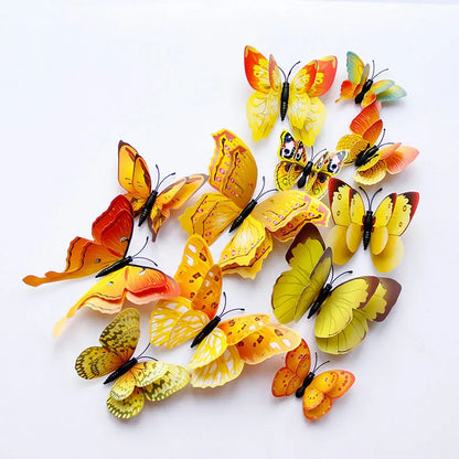 12-Piece 3D Double-Layer Butterfly Wall Decor Stickers with Magnets – DIY Art for Living Room, Wedding & Kids Room