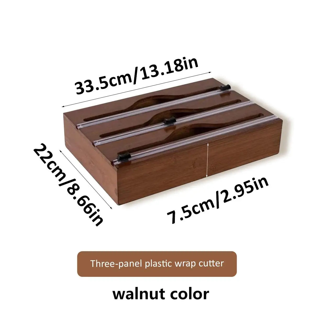 Bamboo Kitchen Wrap Dispenser with Built-In Cutter for Foil, Cling Film & Bags – Multi-Use Storage & Easy Cutting Organizer