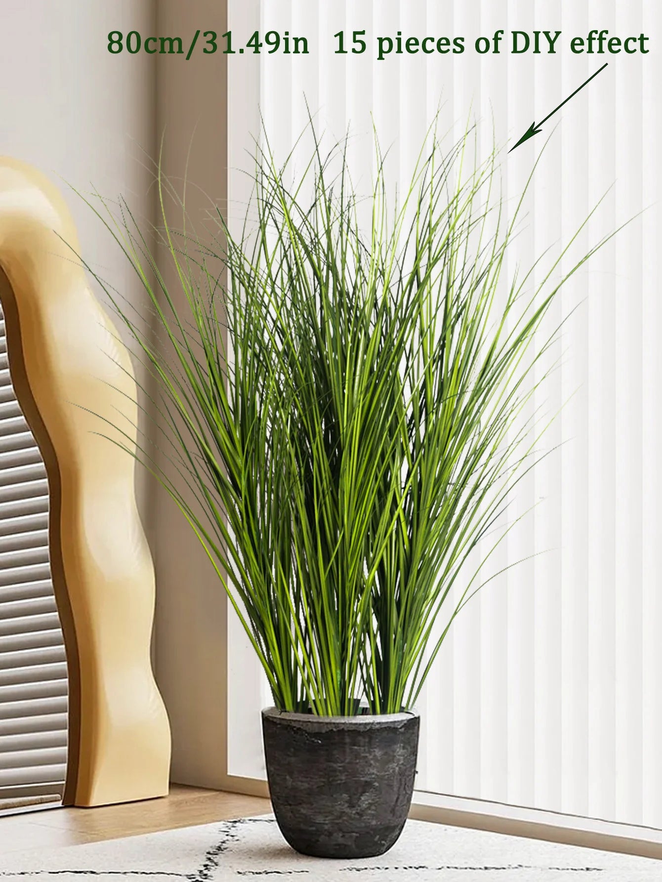 Artificial Reed Grass Plant – Large Tropical Faux Green Leaves for Home & Garden Decor