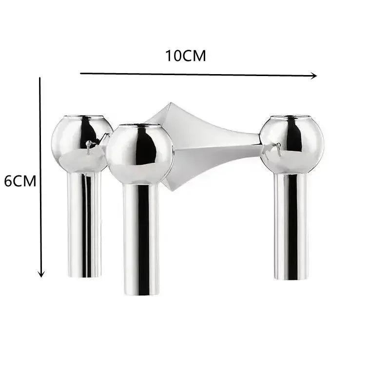 Nordic Silver Molecular Candle Holder – Modern Metal Candlestick Centerpiece for Home Décor & Gifts