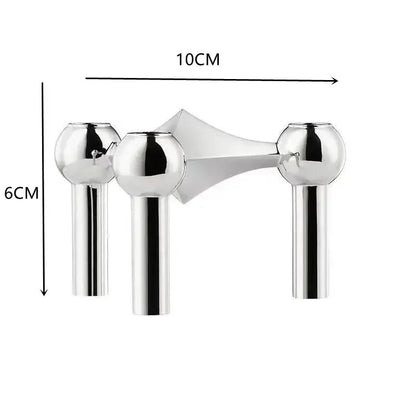 Nordic Silver Molecular Candle Holder – Modern Metal Candlestick Centerpiece for Home Décor & Gifts