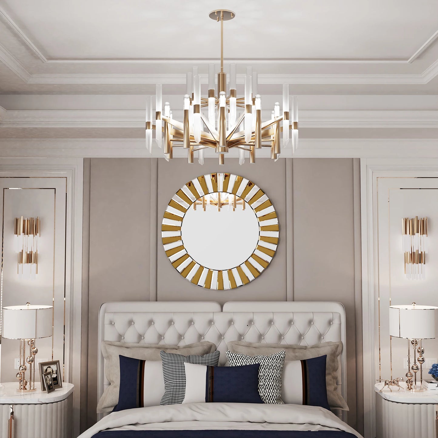 60/80cm Round Starburst Wall Mirror – Tawny Decorative Accent for Bathroom, Bedroom, Living Room & Dining Room