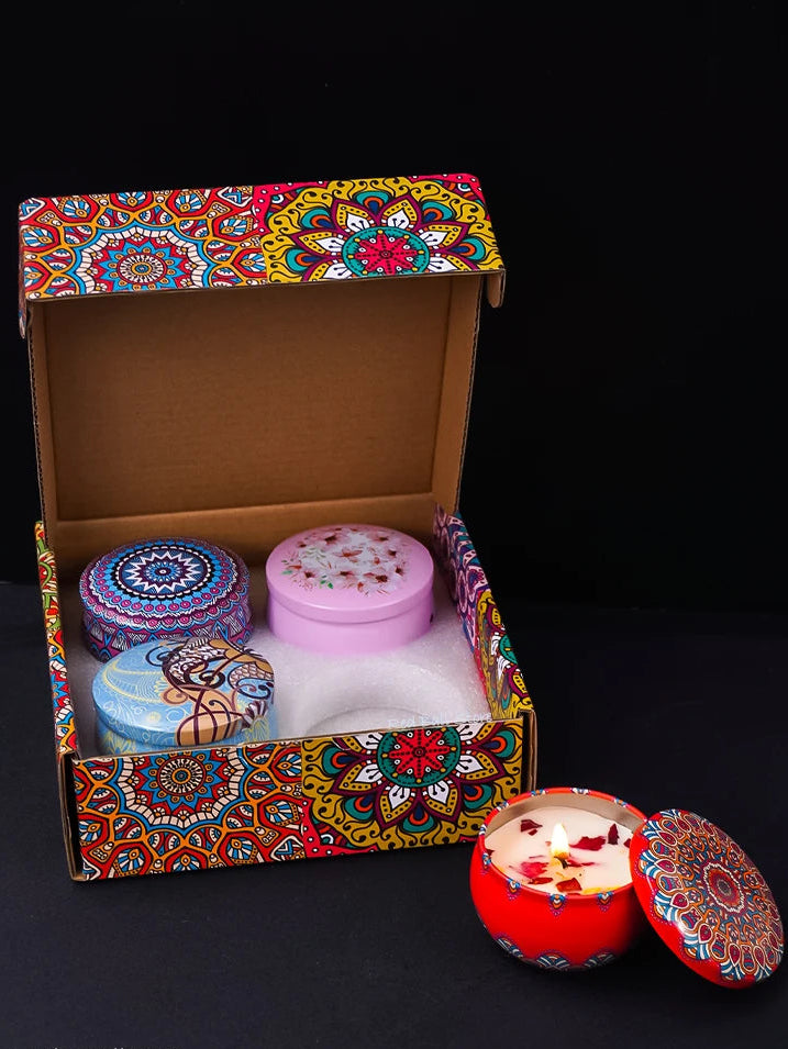 4 Pack Scented Candle Set – Arabian Pattern Smokeless Fragrance Candles