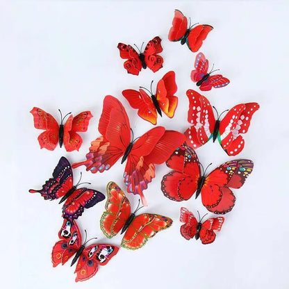 12-Piece 3D Double-Layer Butterfly Wall Decor Stickers with Magnets – DIY Art for Living Room, Wedding & Kids Room
