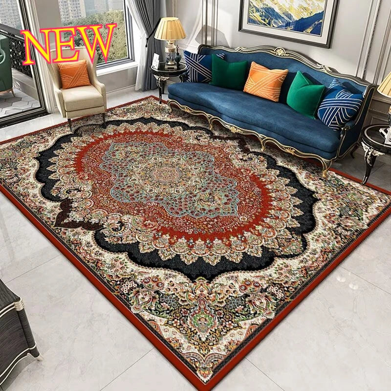 Persian-Style Retro Living Room Rug – Soft, Washable, Non-Slip Bedroom & Bedside Carpet in different sizes